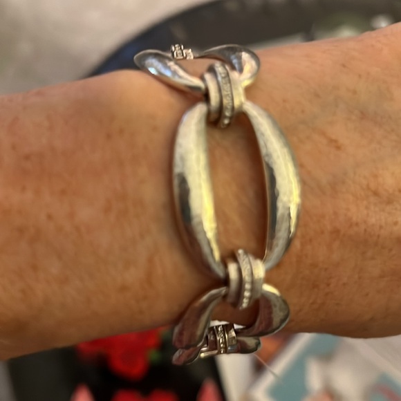 NWT $118 BRIGHTON MERIDIAN SILVER HAMMERED CRYSTAL ADJ BRACELET - Picture 6 of 7